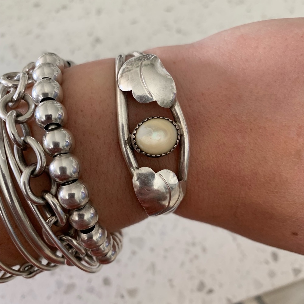 Mother of pearl sterling bracelet